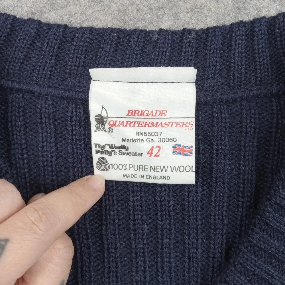 Brigade Quartermasters Sweater Mens‎ Large Blue Wool V Neck Commando England